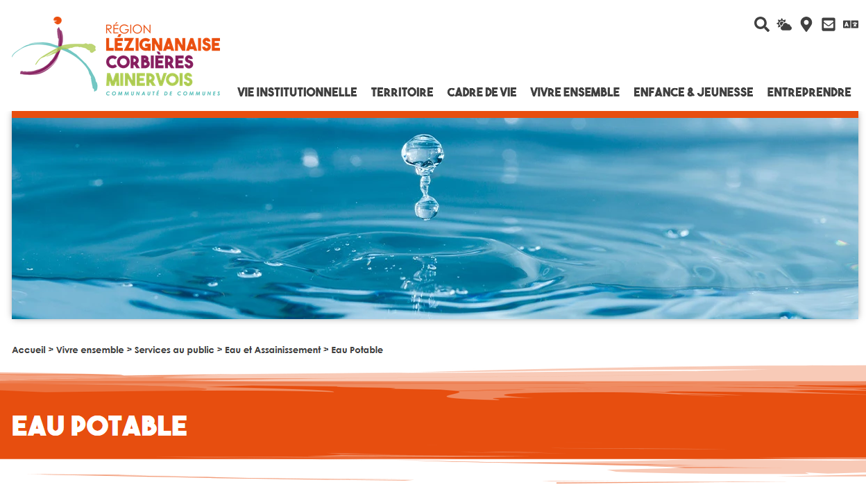 Service distribution Eau Potable Régie CCRLCM