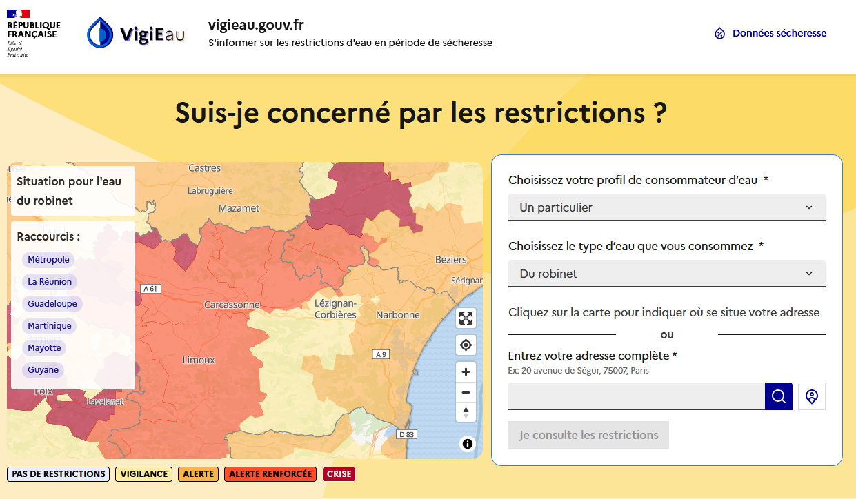 Restrictions des usages de l'eau