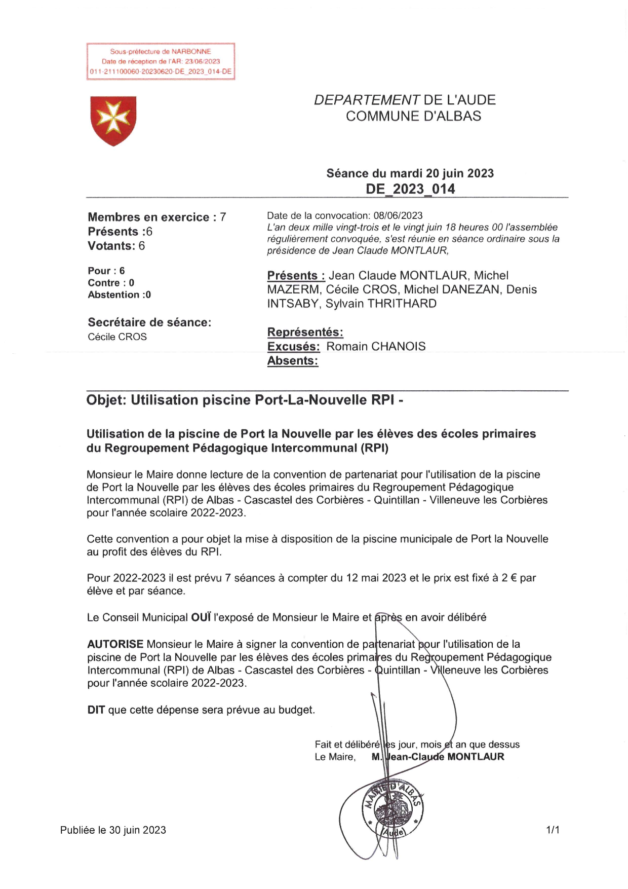 Compte rendu séance du 20 juin 2023